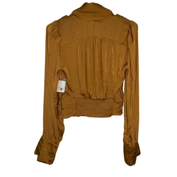 Free People Meet Me There Buttondown Top in Amber X-Small New Womens Blouse - Picture 9 of 14